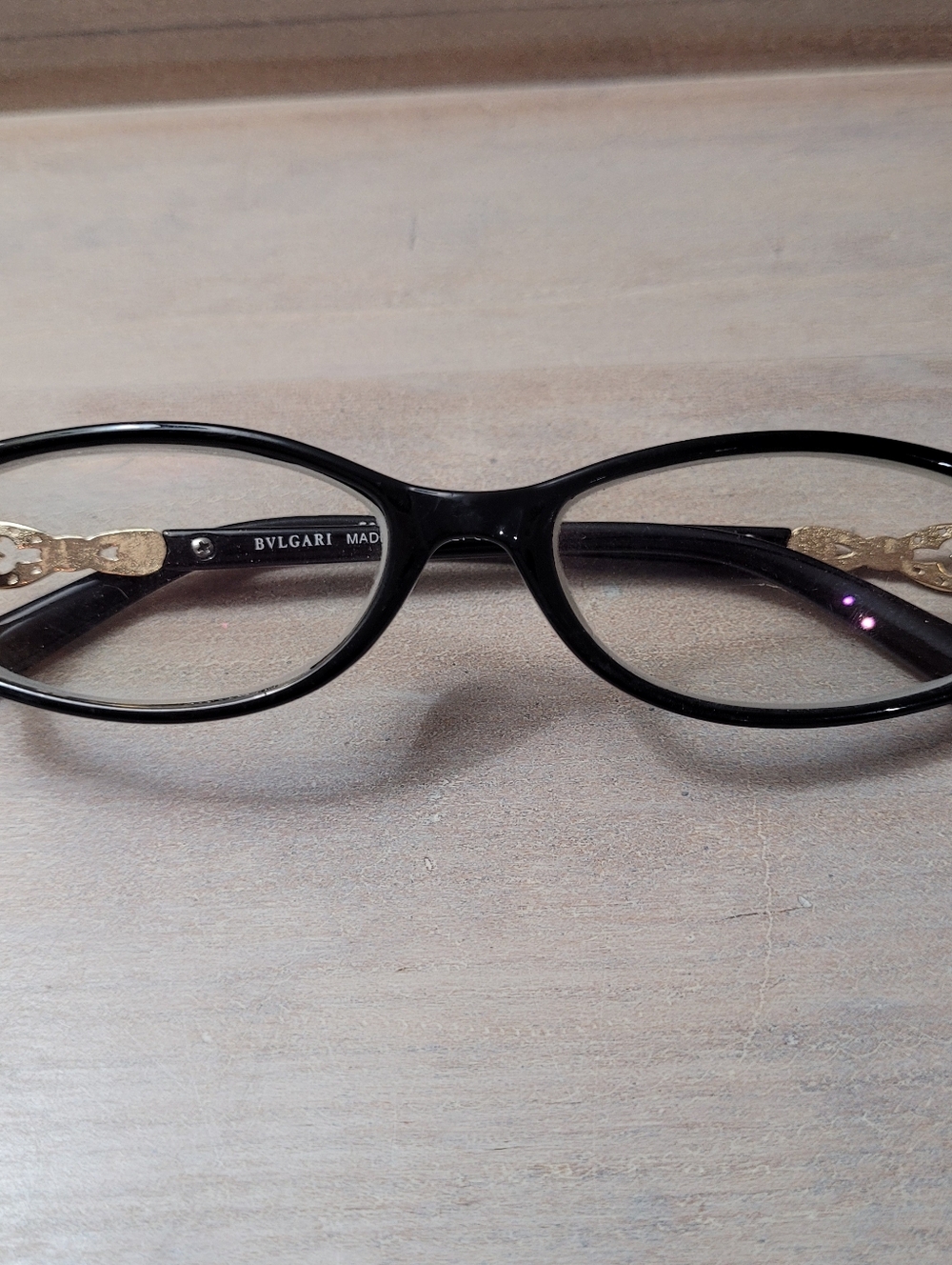 Bvlgari Women's Silver and Rhinestone Embellished Eyeglasses Black Made in Italy